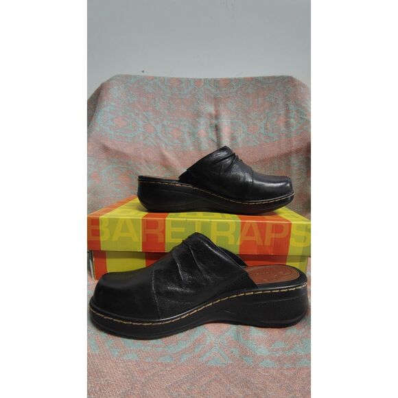 Bare Traps Palesa Women's Black Leather Slip On Clogs Slides 8.5M - Picture 1 of 9